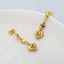 Heart-Shaped Stainless Steel Drop Earrings with 18K Gold Tassel Design