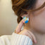 1 Pair Minimalist Korean Color Block Square Glazed Alloy Stud Earrings
