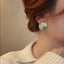 1 Pair Minimalist Korean Color Block Square Glazed Alloy Stud Earrings