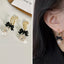 1 Pair Vintage Leaf Flower Bow Knot Pearl Zircon Clip-On Earrings