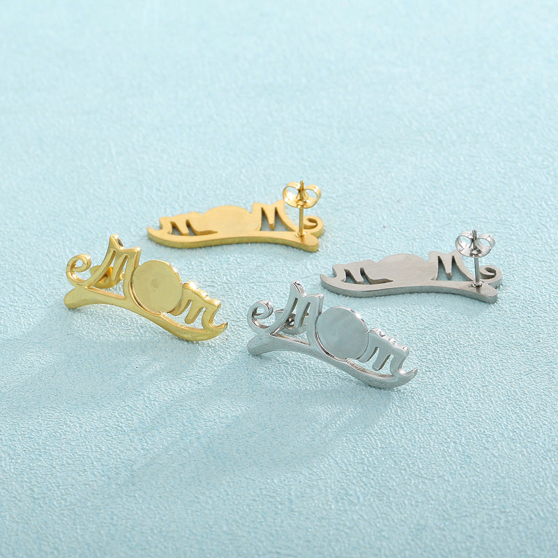 "Stainless Steel Letter Drop Earrings - Creative Jewelry for Women"