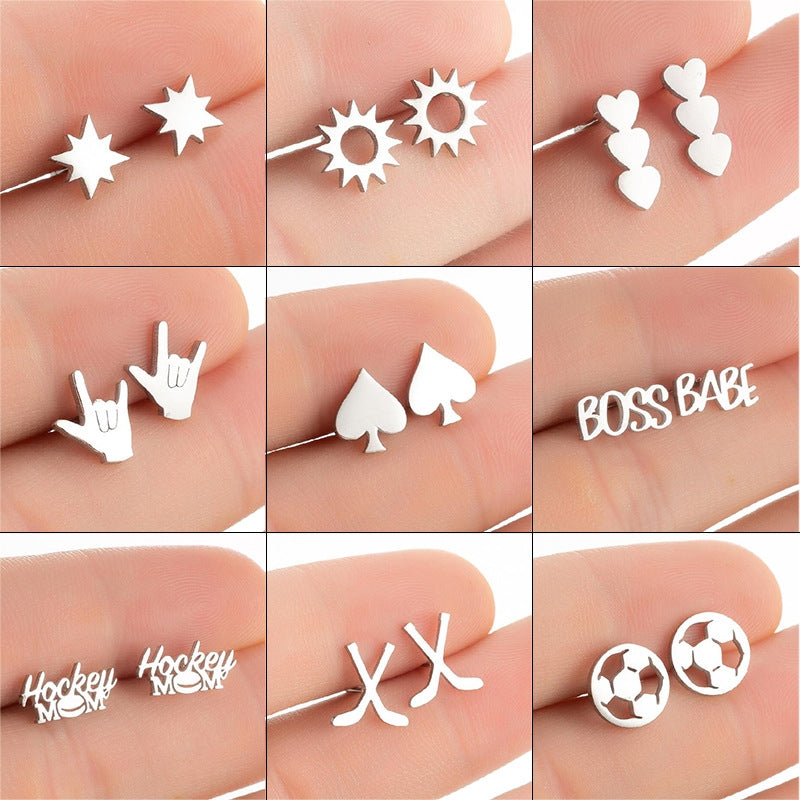 1 Pair Simple Style Letter Stainless Steel Irregular Earrings