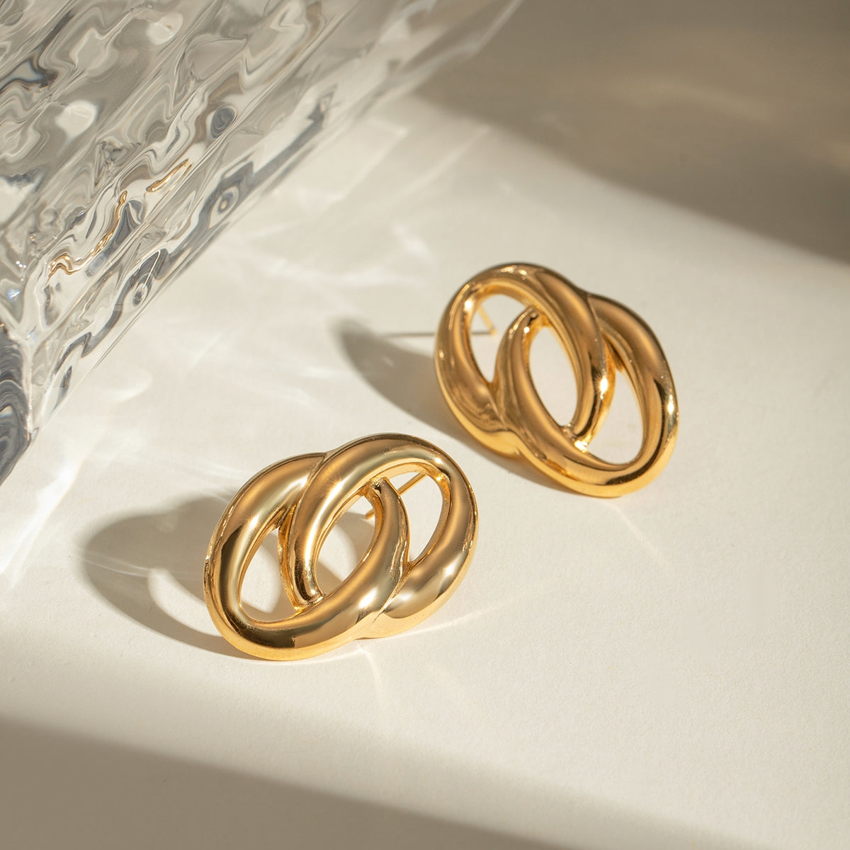 1 Pair Minimalist O-Type 18k Gold Plated Stainless Steel Earrings