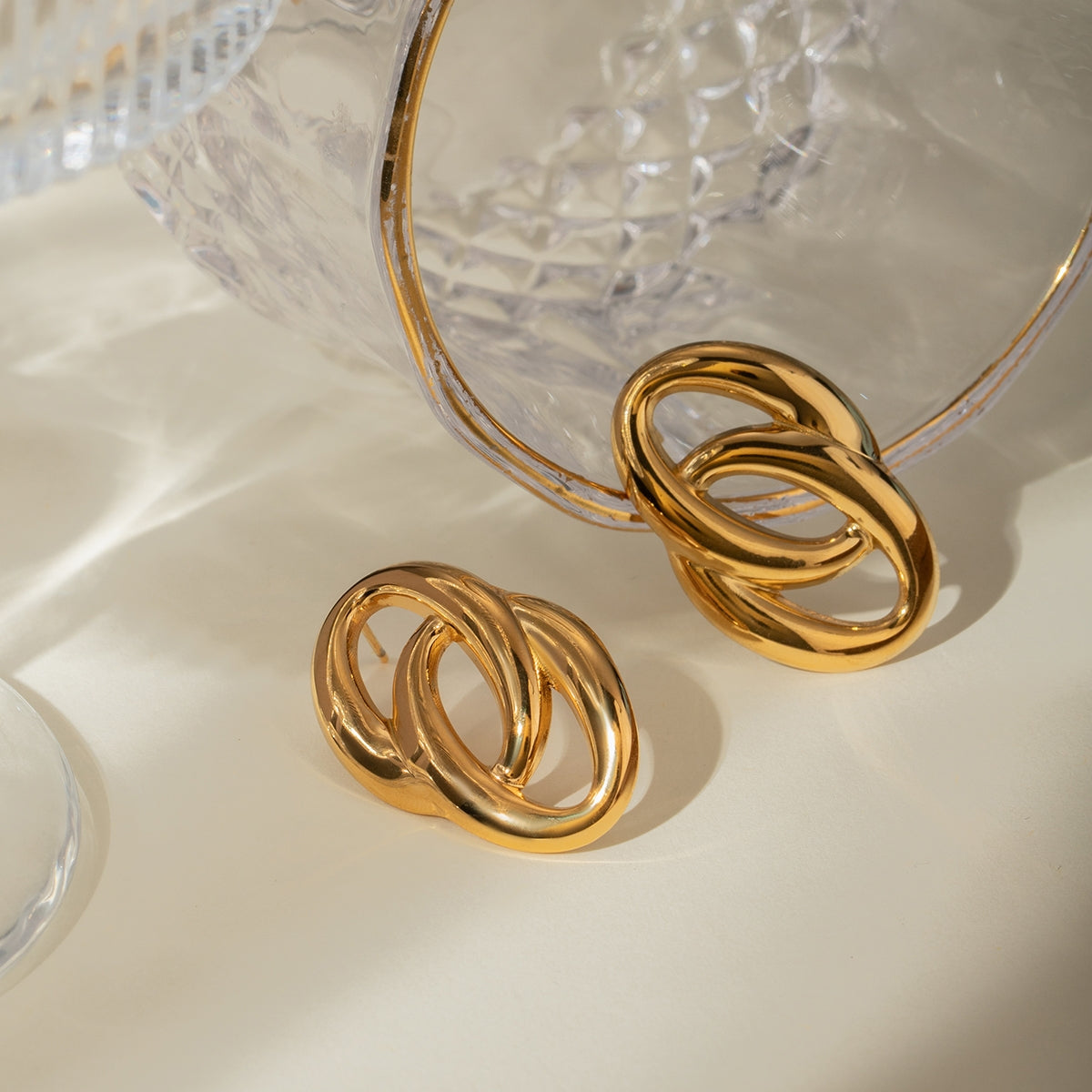1 Pair Minimalist O-Type 18k Gold Plated Stainless Steel Earrings