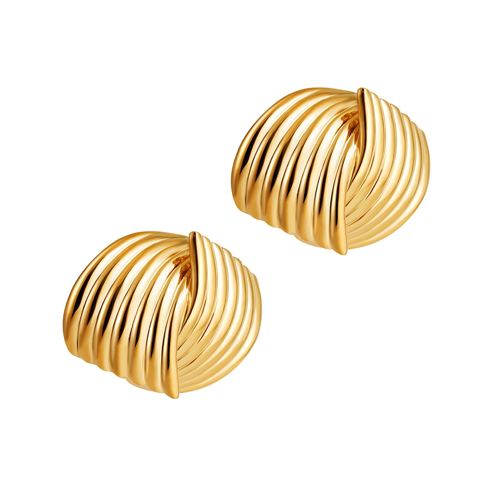 1 Pair Minimalist Roman Geometric 18k Gold Plated Copper Ear Studs