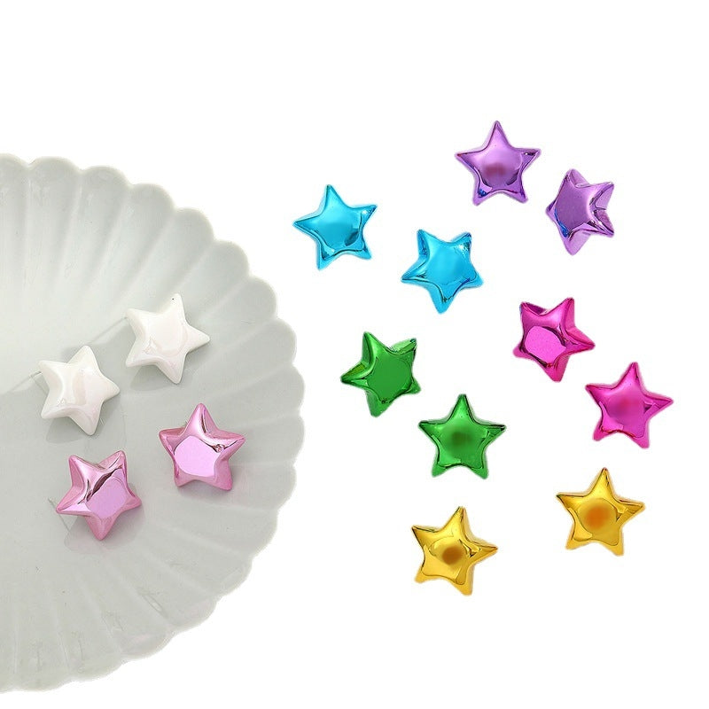 Candy Color Acrylic Round and Star Stud Earrings for Women