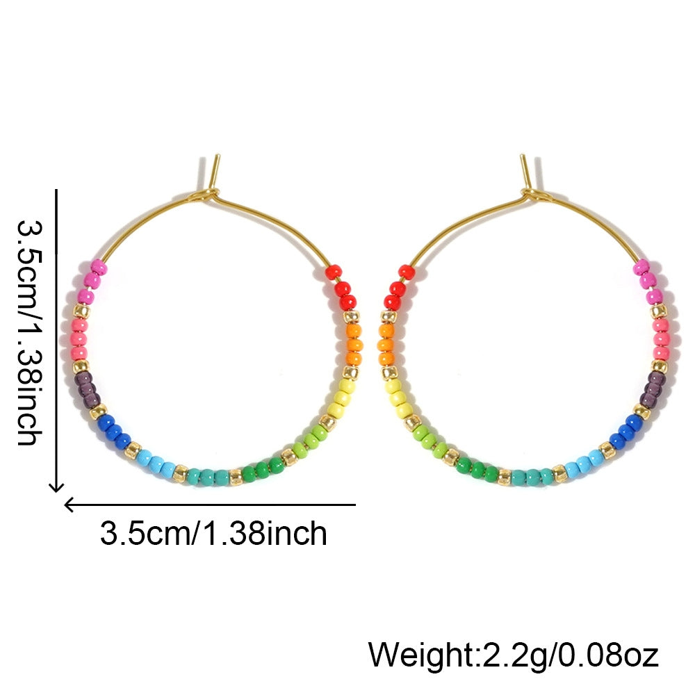 1 Pair Minimalist Rainbow Beaded Glass Earrings for Women