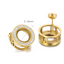 "Stainless Steel Rhinestone Stud Earrings with Gold-Plated Zircon Roman Numeral Design"