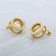 "Stainless Steel Rhinestone Stud Earrings with Gold-Plated Zircon Roman Numeral Design"