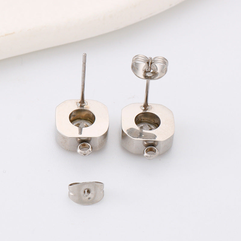 "Stainless Steel Gold Plated Zircon Stud Earrings with Rhinestone Inlay - Korean Fashion Personalized Design"