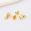"Stainless Steel Gold Plated Zircon Stud Earrings with Rhinestone Inlay - Korean Fashion Personalized Design"
