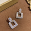 1 Pair Minimalist Square Rhinestone Inlay Alloy Drop Earrings with 925 Silver Post