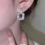 1 Pair Minimalist Square Rhinestone Inlay Alloy Drop Earrings with 925 Silver Post