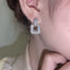 1 Pair Minimalist Square Rhinestone Inlay Alloy Drop Earrings with 925 Silver Post