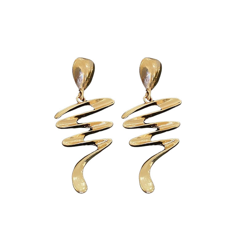 1 Pair Minimalist Snake Alloy Drop Earrings with Silver Needle