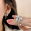 1 Pair Elegant Zircon Inlay Alloy Ear Studs with Bow Tassel Design