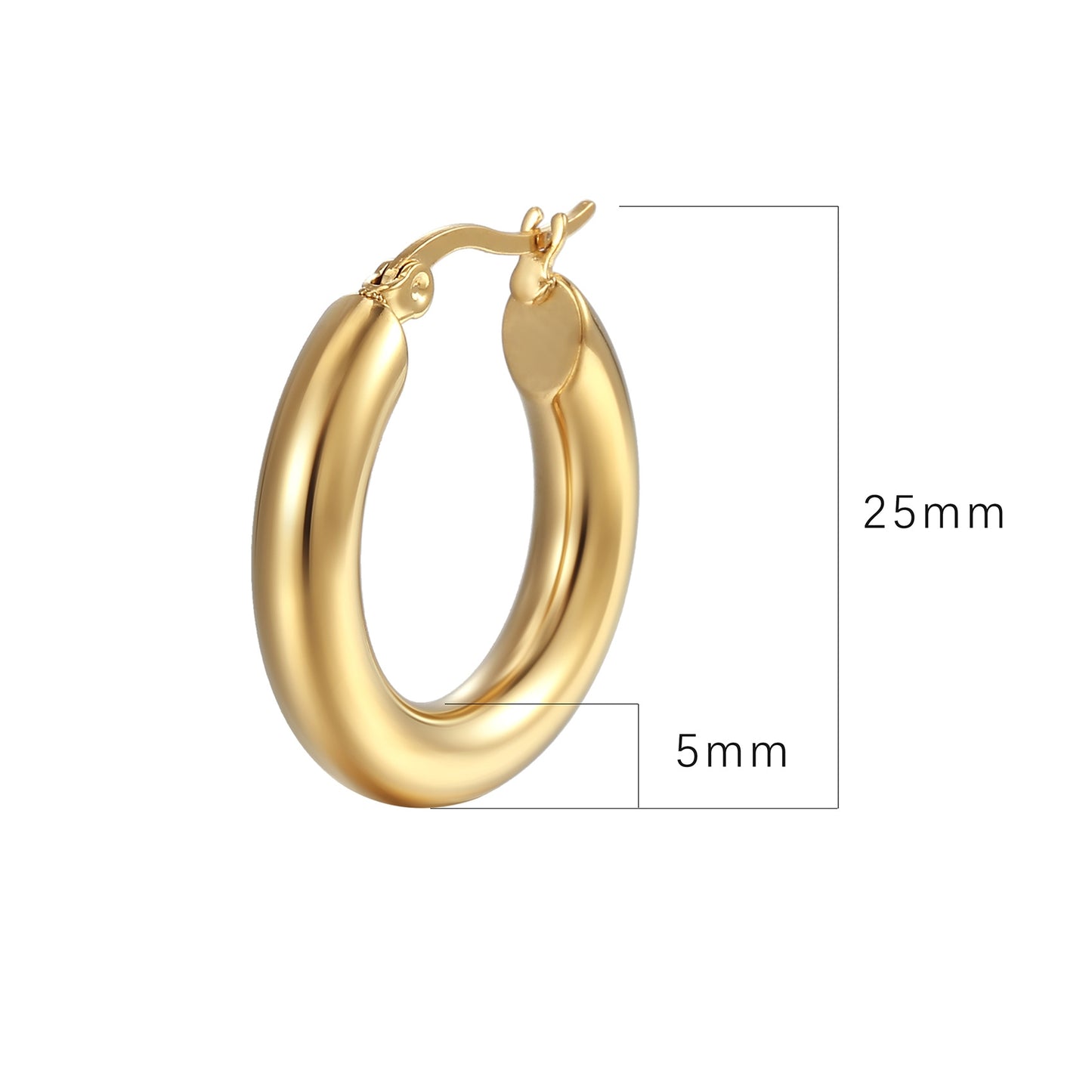 1 Pair Minimalist 18K Gold Plated Stainless Steel Round Earrings