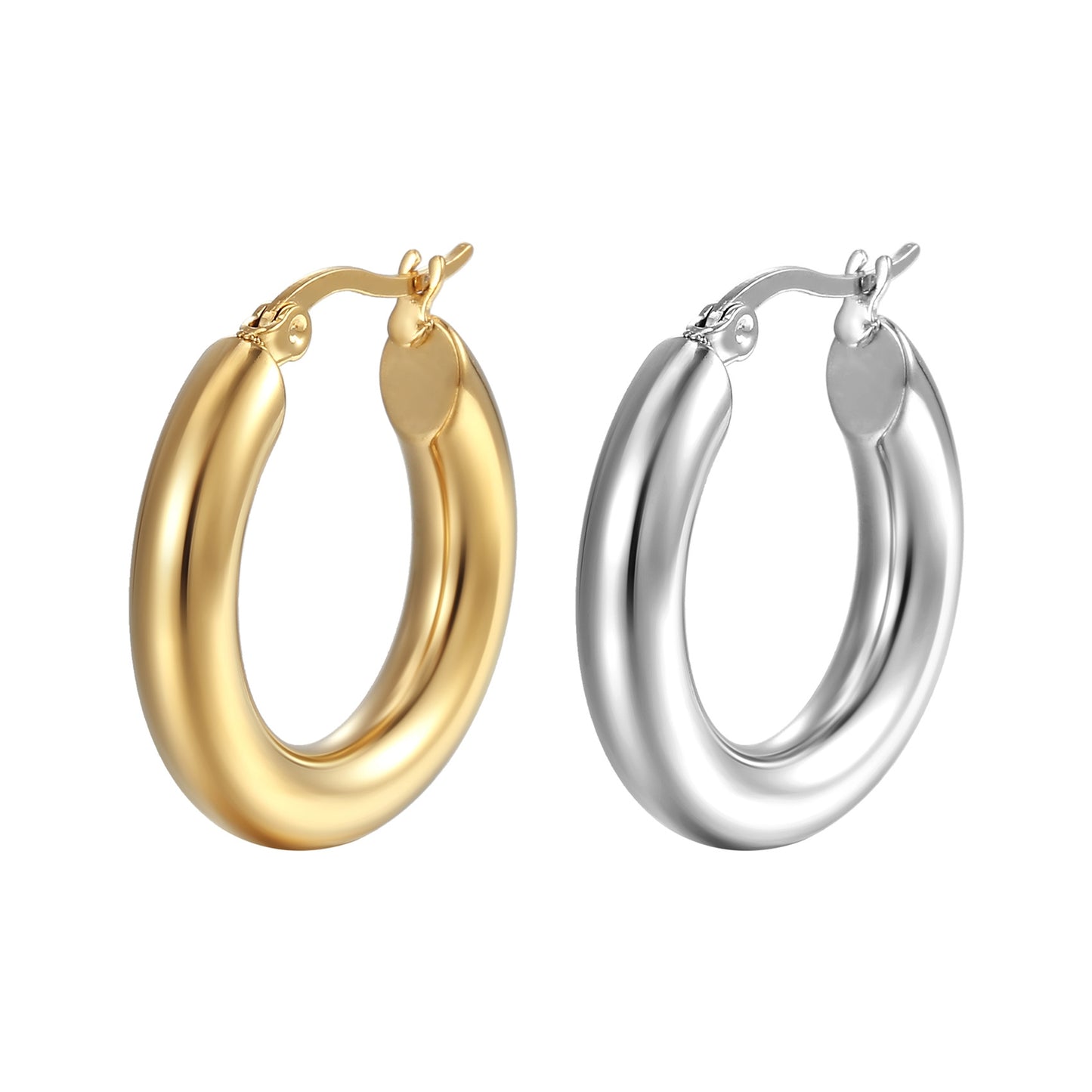 1 Pair Minimalist 18K Gold Plated Stainless Steel Round Earrings