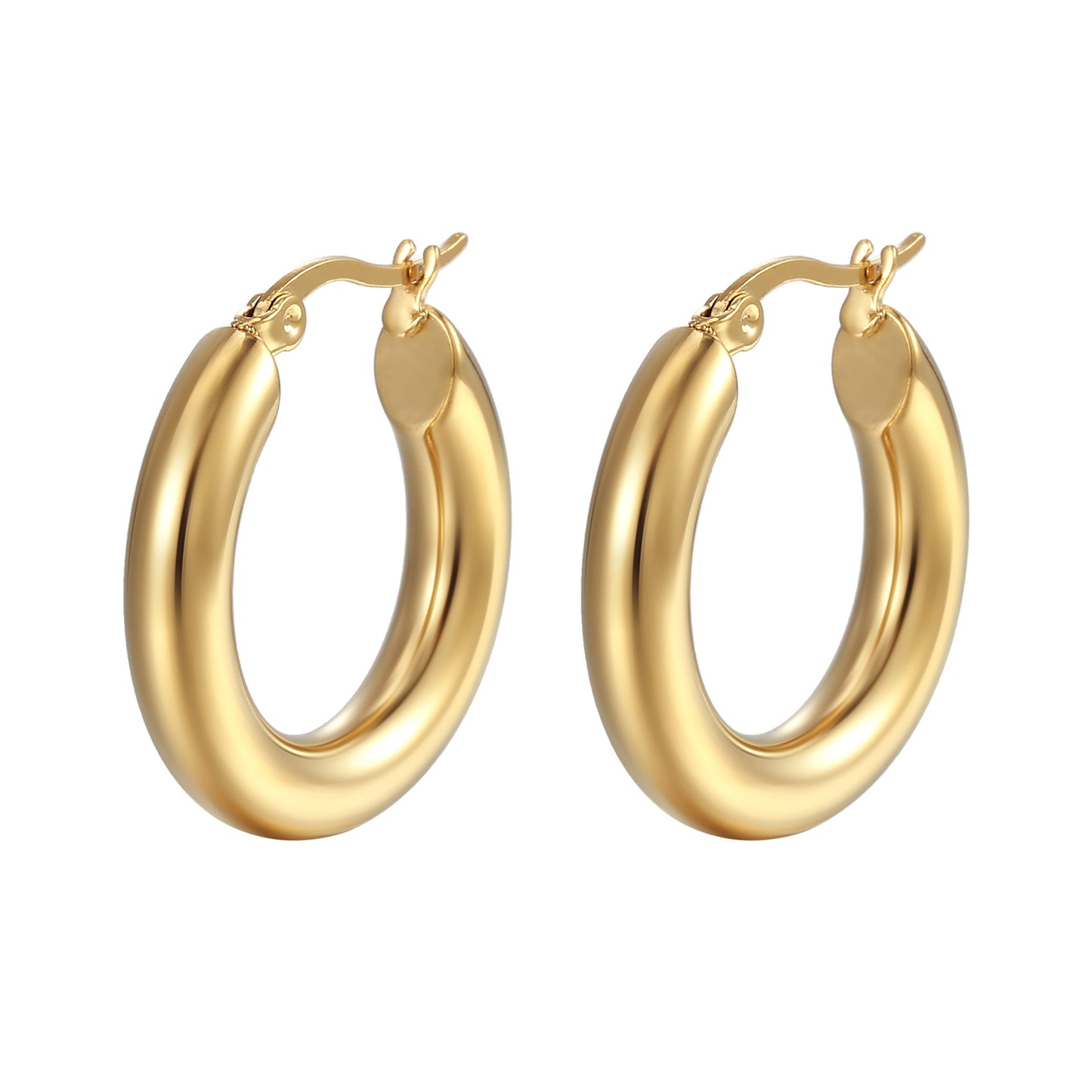 1 Pair Minimalist 18K Gold Plated Stainless Steel Round Earrings