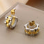 1 Pair Minimalist 18K Gold Plated Stainless Steel Textured Hoop Earrings