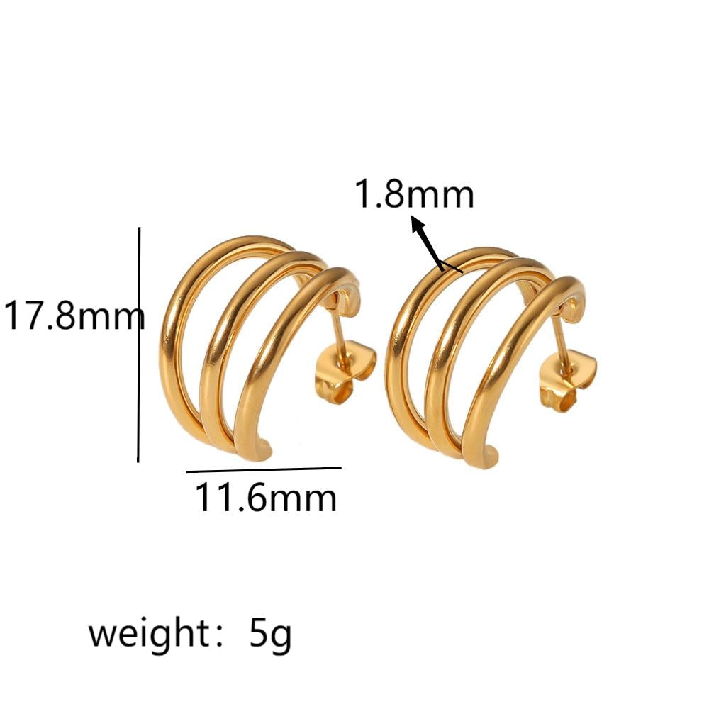 1 Pair Geometric U Shape 18K Gold Plated Stainless Steel Earrings