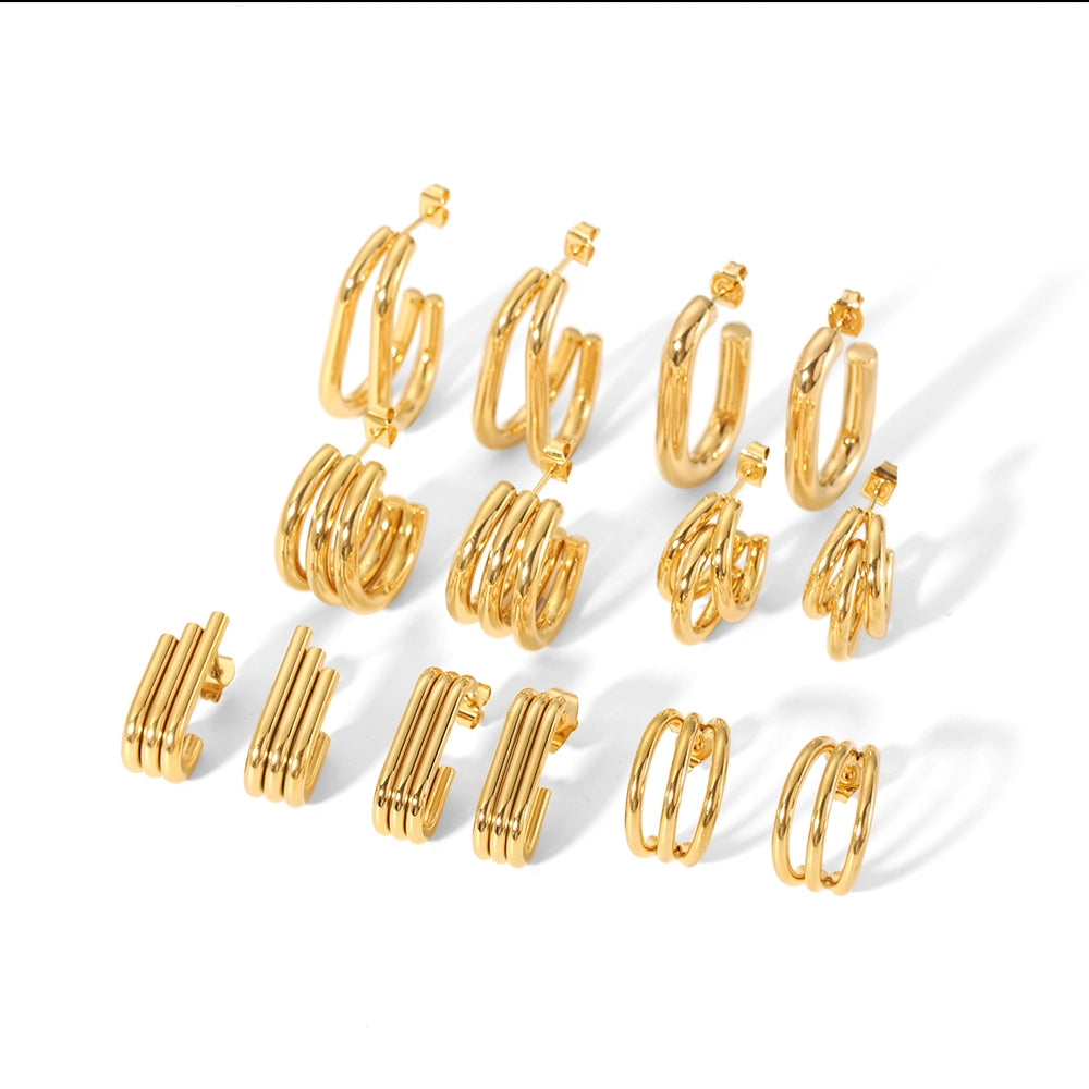 1 Pair Simple Style U Shape Plating 304 Stainless Steel 18K Gold Plated Ear Studs