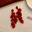 1 Pair Vintage Red Rose Zircon Alloy Drop Earrings