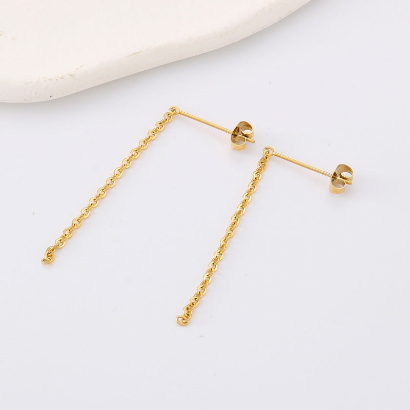 1 Pair 18K Gold Plated Stainless Steel Tassel Earrings