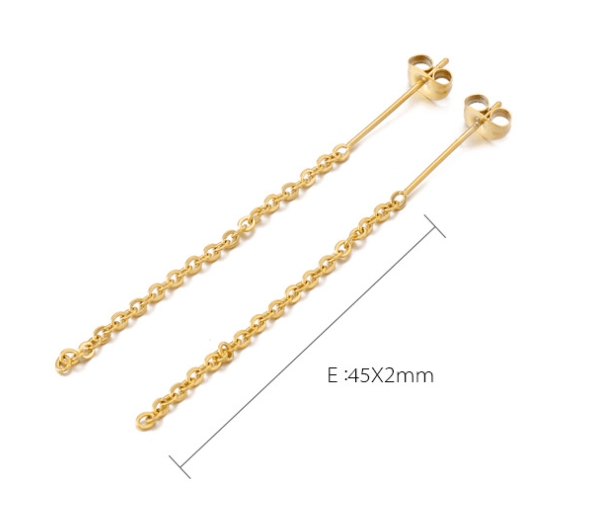 1 Pair 18K Gold Plated Stainless Steel Tassel Earrings