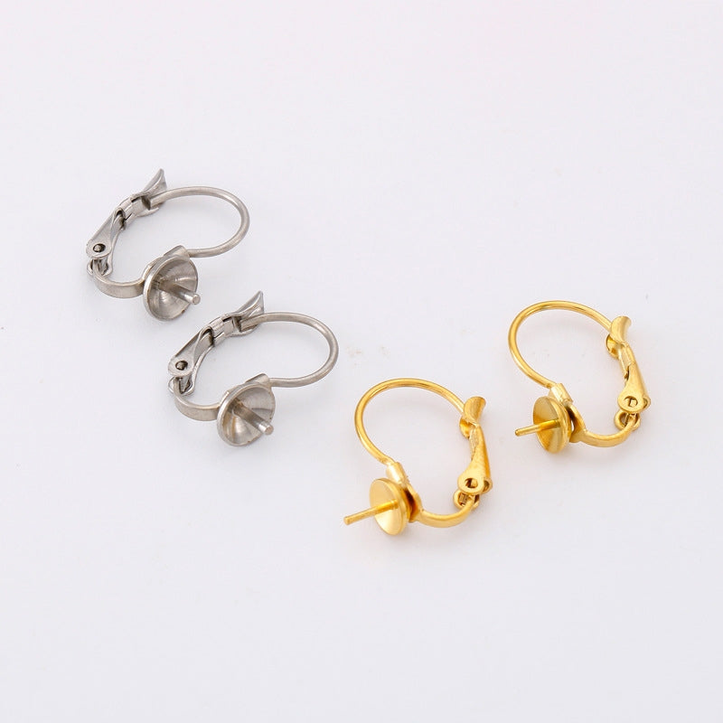 1 Pair Stainless Steel Gold Plated Pearl Hook Earrings for Women