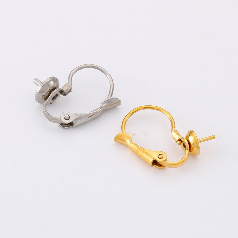 1 Pair Stainless Steel Gold Plated Pearl Hook Earrings for Women