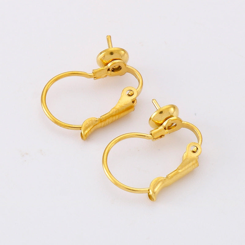 1 Pair Stainless Steel Gold Plated Pearl Hook Earrings for Women