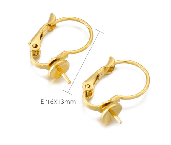 1 Pair Stainless Steel Gold Plated Pearl Hook Earrings for Women