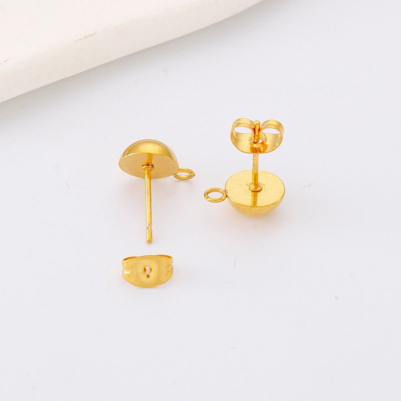 1 Pair Stainless Steel Gold Plated Minimalist Hoop Stud Earrings for Women