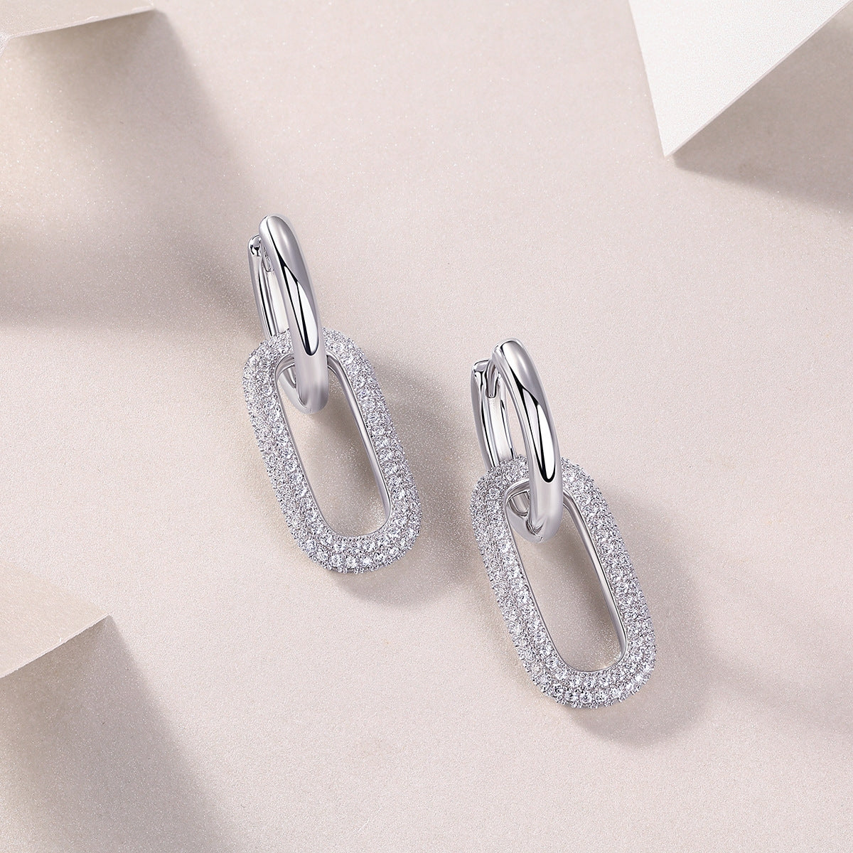 Sterling Silver Moissanite Geometric Hoop Earrings