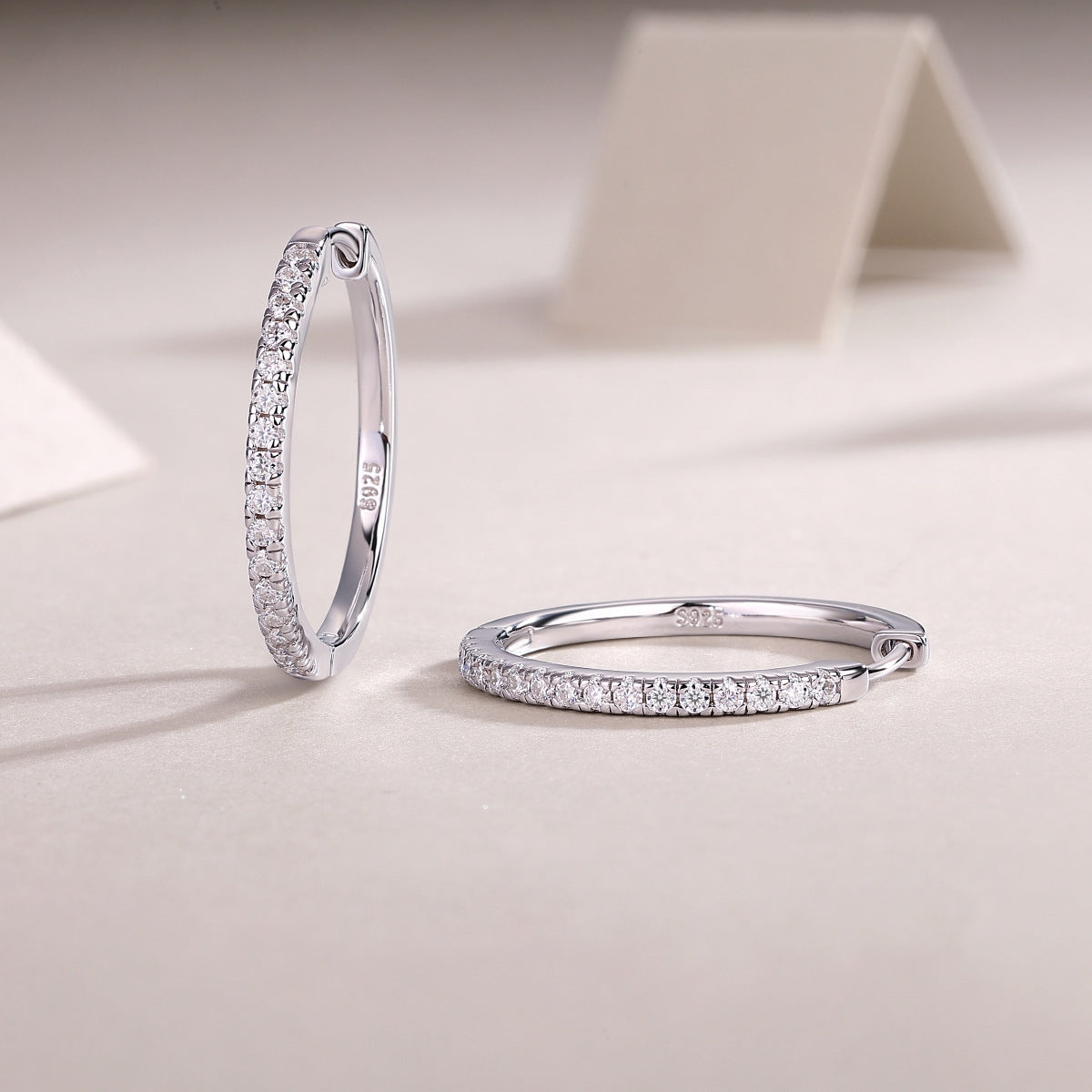 Sterling Silver Moissanite Geometric Hoop Earrings