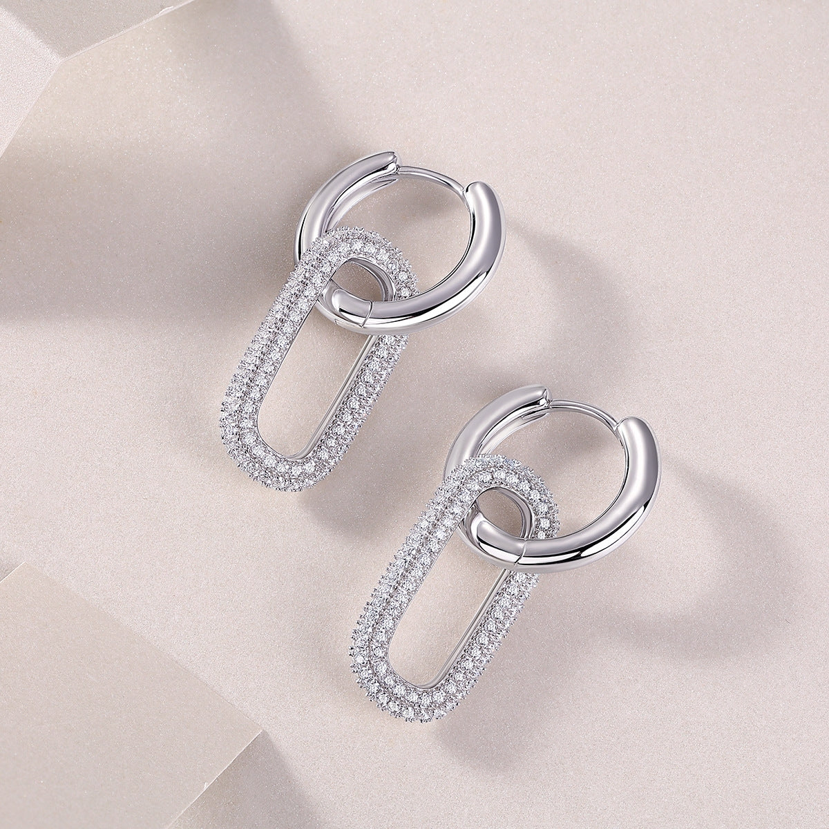 Sterling Silver Moissanite Geometric Hoop Earrings