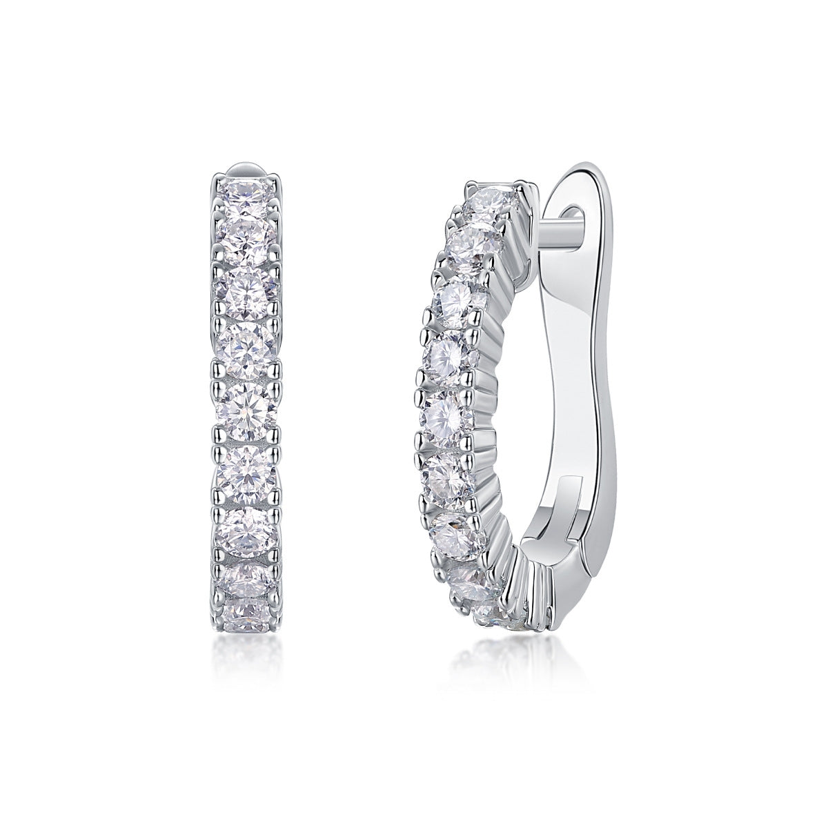 Sterling Silver Moissanite Geometric Hoop Earrings