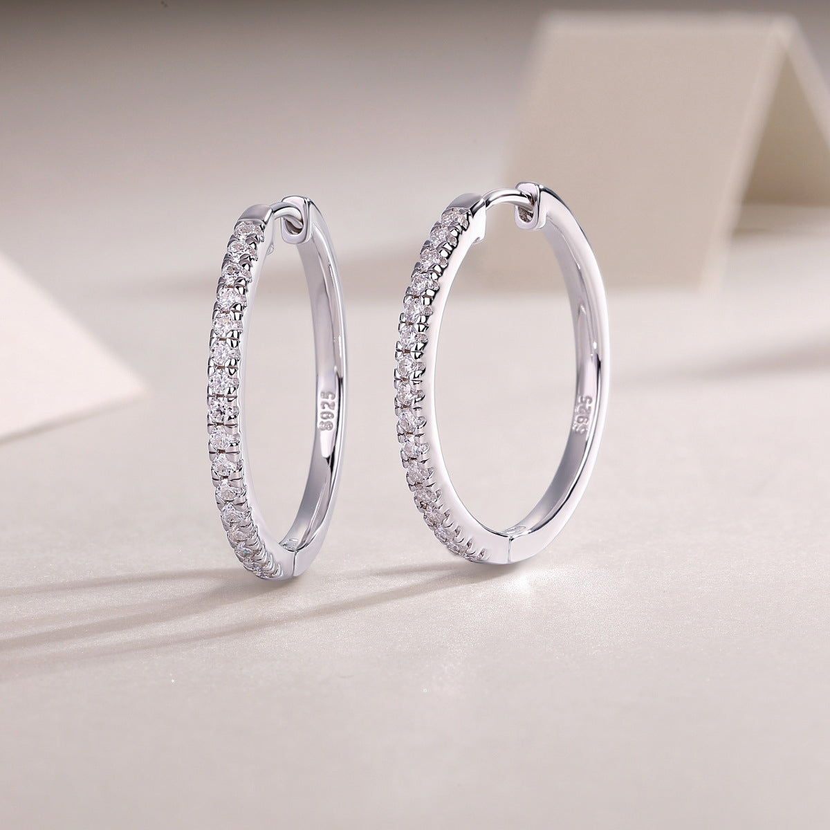 Sterling Silver Moissanite Geometric Hoop Earrings