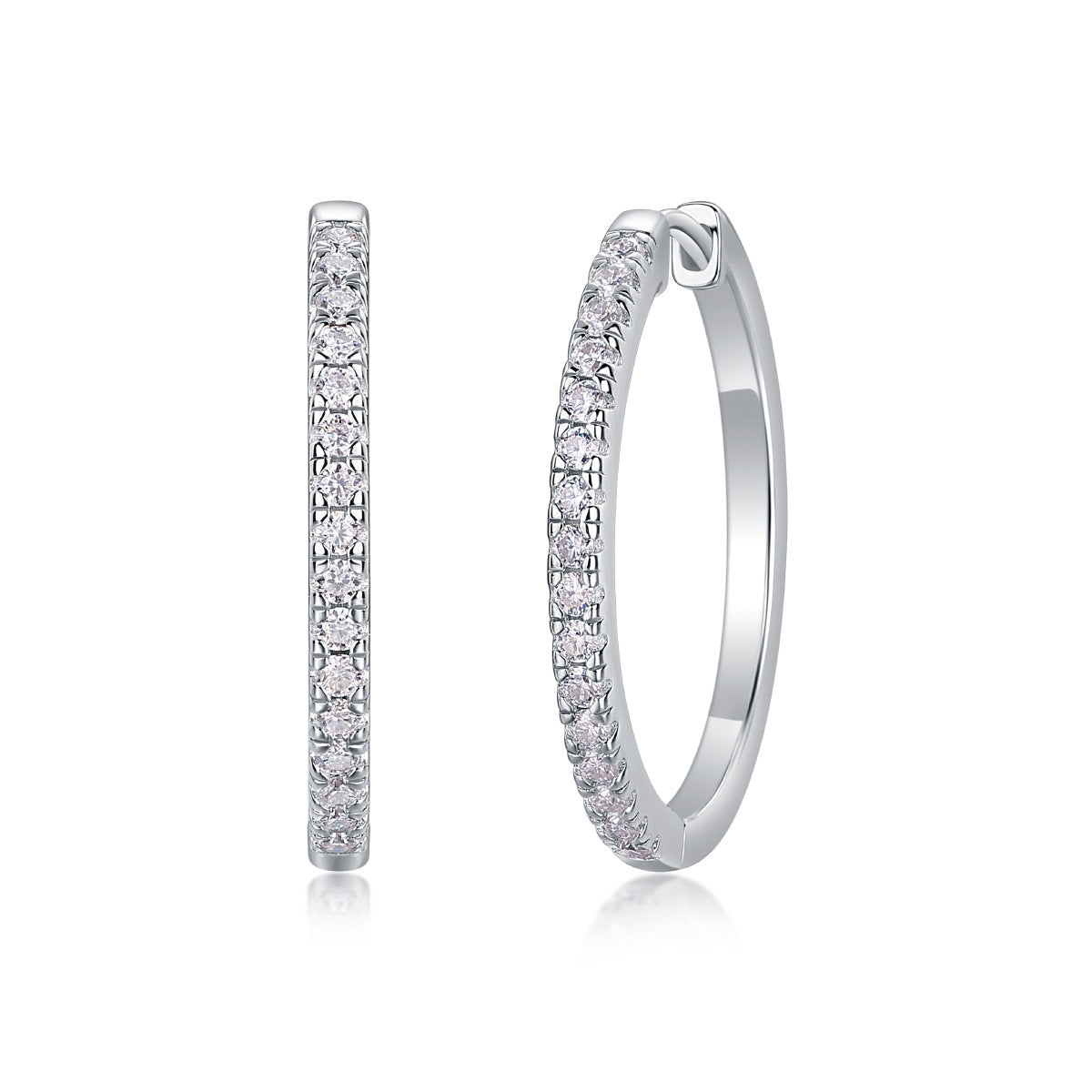 Sterling Silver Moissanite Geometric Hoop Earrings