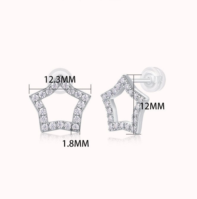 1 Pair Sterling Silver White Gold Plated Moissanite Hoop Earrings