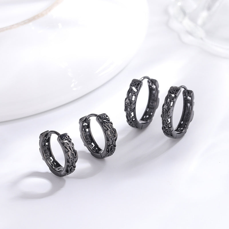 1 Pair Streetwear Geometric Sterling Silver Pixiu Hoop Earrings