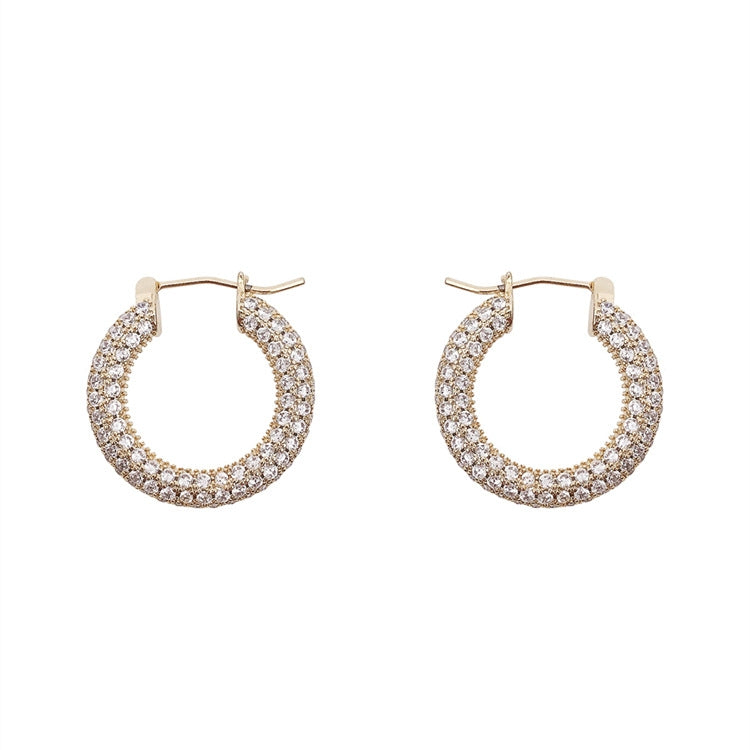 Streetwear Geometric Zircon Inlay Copper Hoop Earrings