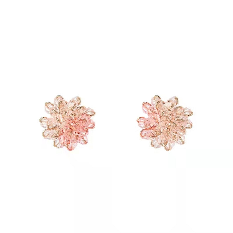 Sweet Flower Crystal Alloy Women's Earrings - S925 Silver Studs