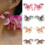 1 Pair Sweet Flower Petal Leopard Alloy Cloth Drop Earrings