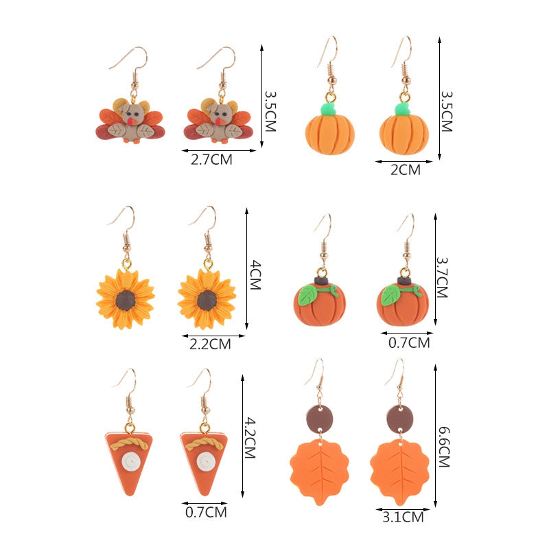 1 Pair Sweet Flower Stoving Varnish Soft Clay Drop Earrings