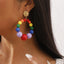 Sweet Geometric Beaded Candy Color Drop Earrings