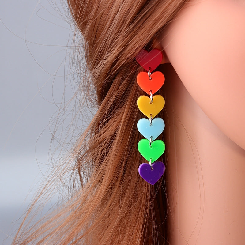 Sweet Geometric Heart Shape Acrylic Drop Earrings