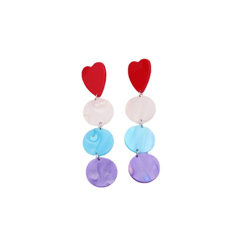 Sweet Geometric Heart Shape Acrylic Drop Earrings