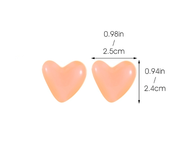 Sweet Heart Shape Colorful Resin Ear Studs for Women